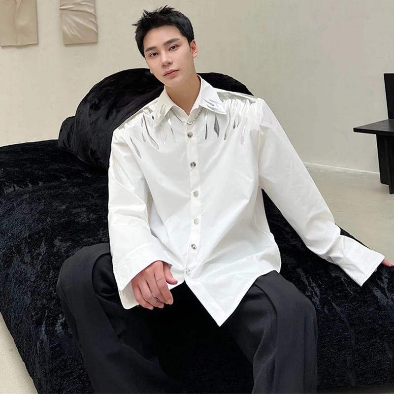 LUZHEN Shirt Male Fashion Elegant Printed Design Long Sleeve Tops Original New Personality Trendy Men's Social Blouses LZ6369