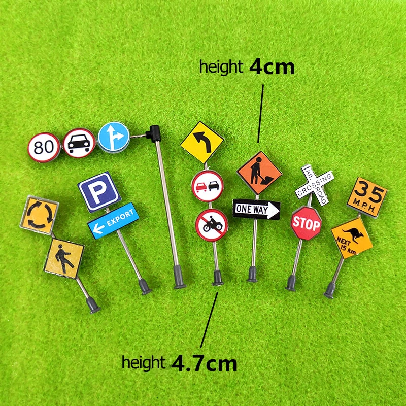 6pcs 1:87 HO Scale miniature traffic sign model scene sand table simulation N scale road props DIY Layout