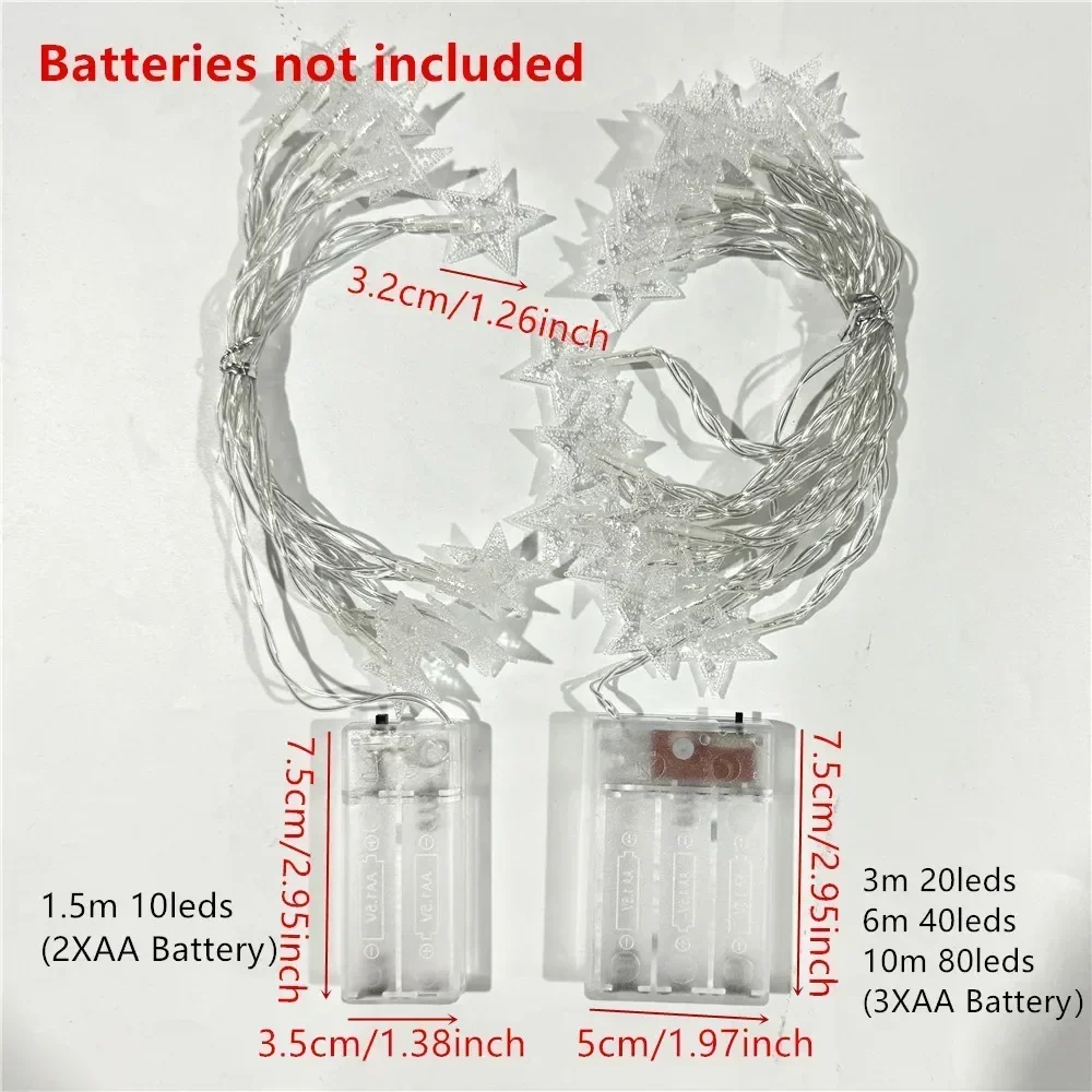 10/20/40/80 LED Star Light String Twinkle Garlands Battery Powered Christmas Lamp Holiday Party Wedding Decorative Fairy Lights