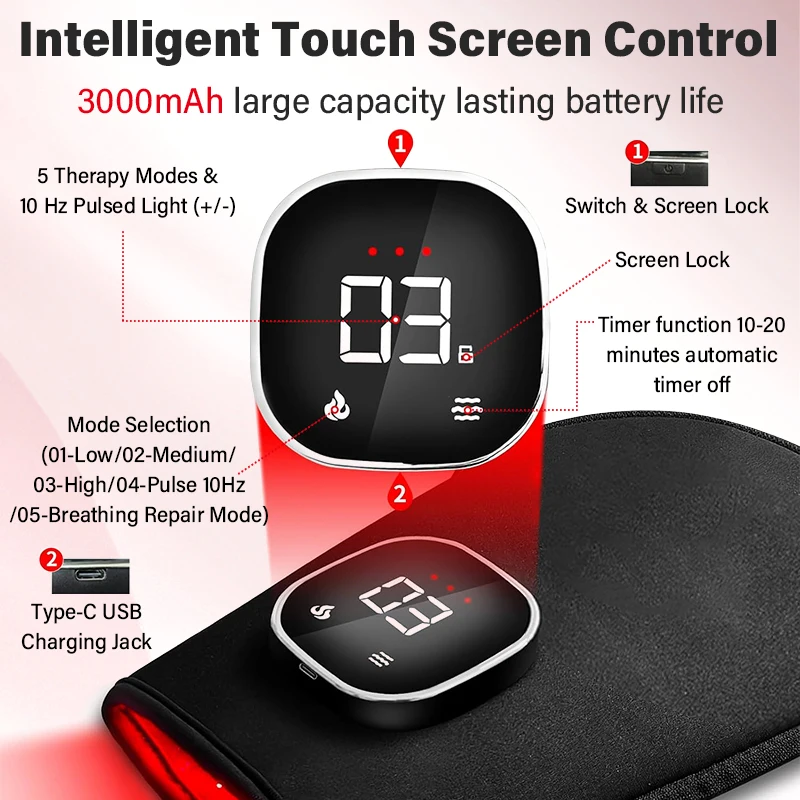 Terapia con Luce Rossa e Infrarossa con Luce Rossa 660nm e Infrarossa 850nm per Sollievo dal Dolore alle Mani Guanto per Artrite Dita Polso