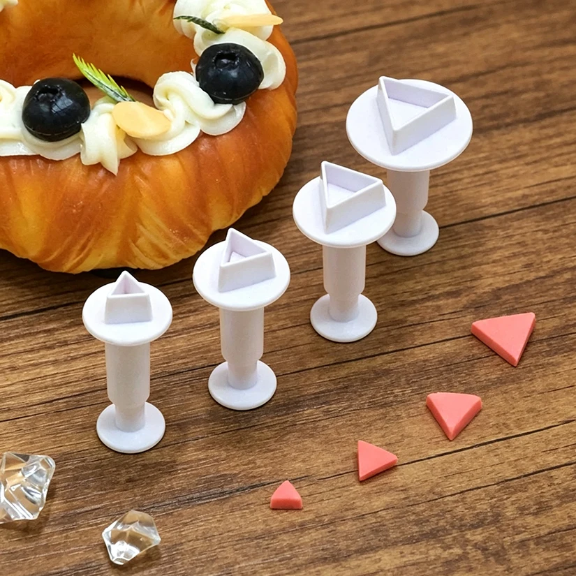 4 Pcs/Set Triangle Shape Fondant Cake Decorating Gum Paste Pastry Sugar Craft Cutter Mold Tools