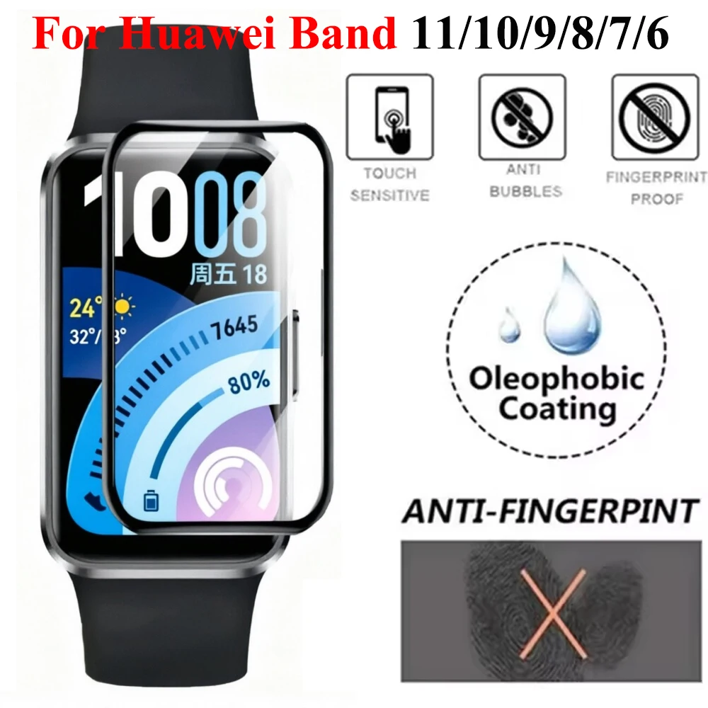 Curved Screen Protector For Huawei Band 11 10 9 8 7 6 Anti-scratch Protective Film For Huawei Band 11 Pro Smartwatch Accessories