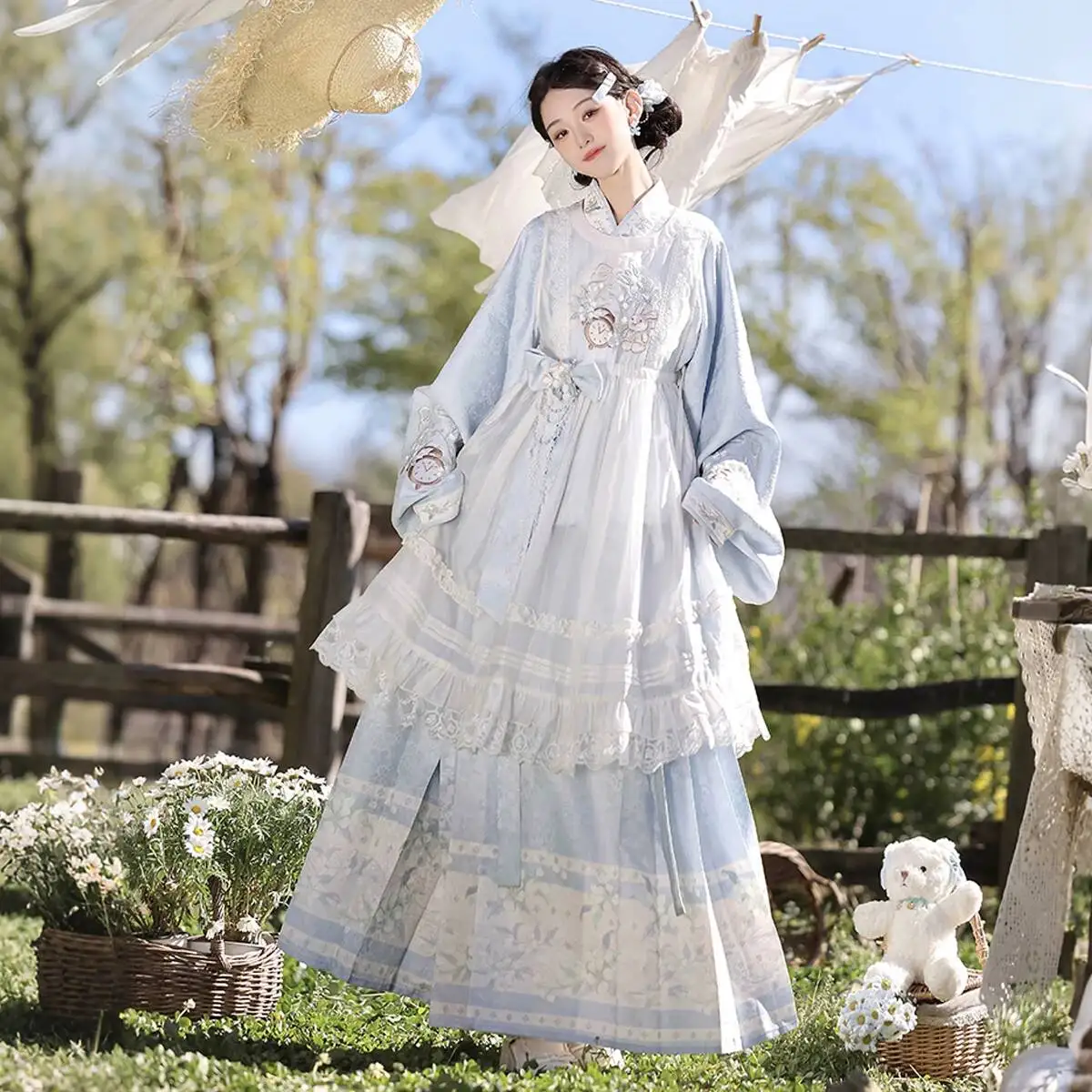

The Combination Of Hanfu And Modern Clothing Neo Chinese Style Lolita Rustic Style Vintage Touch Dress Set For Spring And Autumn