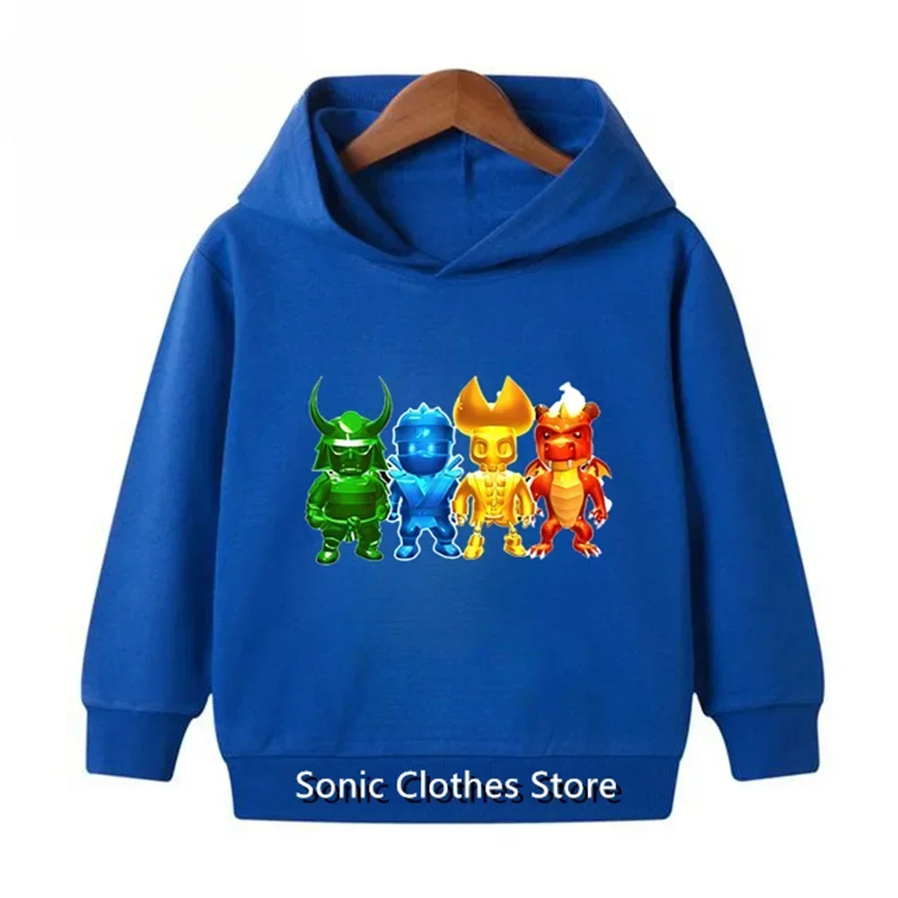 2023 Autumn New Game Stumble Guys Hoodie Kids Knitted Sweatshirts Baby Girls Cartoon Pullover Clothes Boys Hoody Outerwear