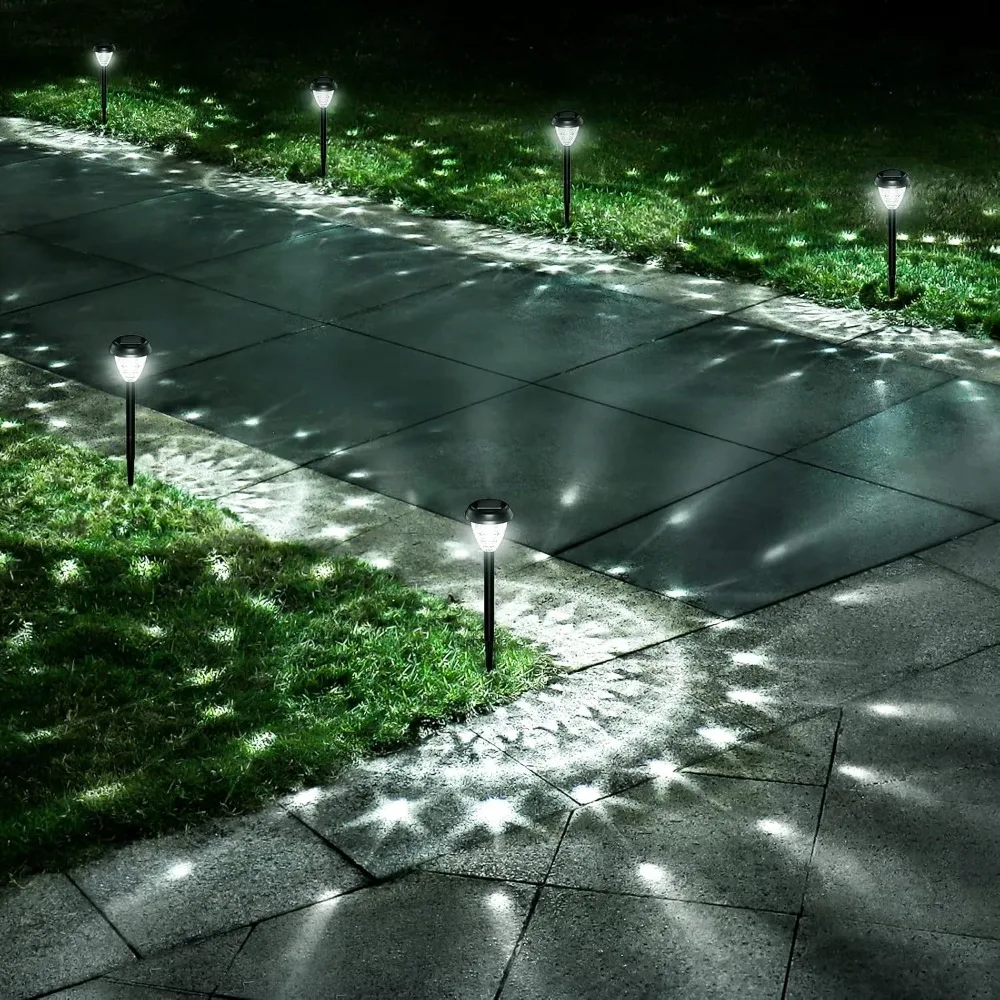 Super Bright Solar Lights, Waterproof 10 Pack, Dusk to Dawn Up to 12 Hrs Solar Powered Outdoor Pathway Garden Lights Auto