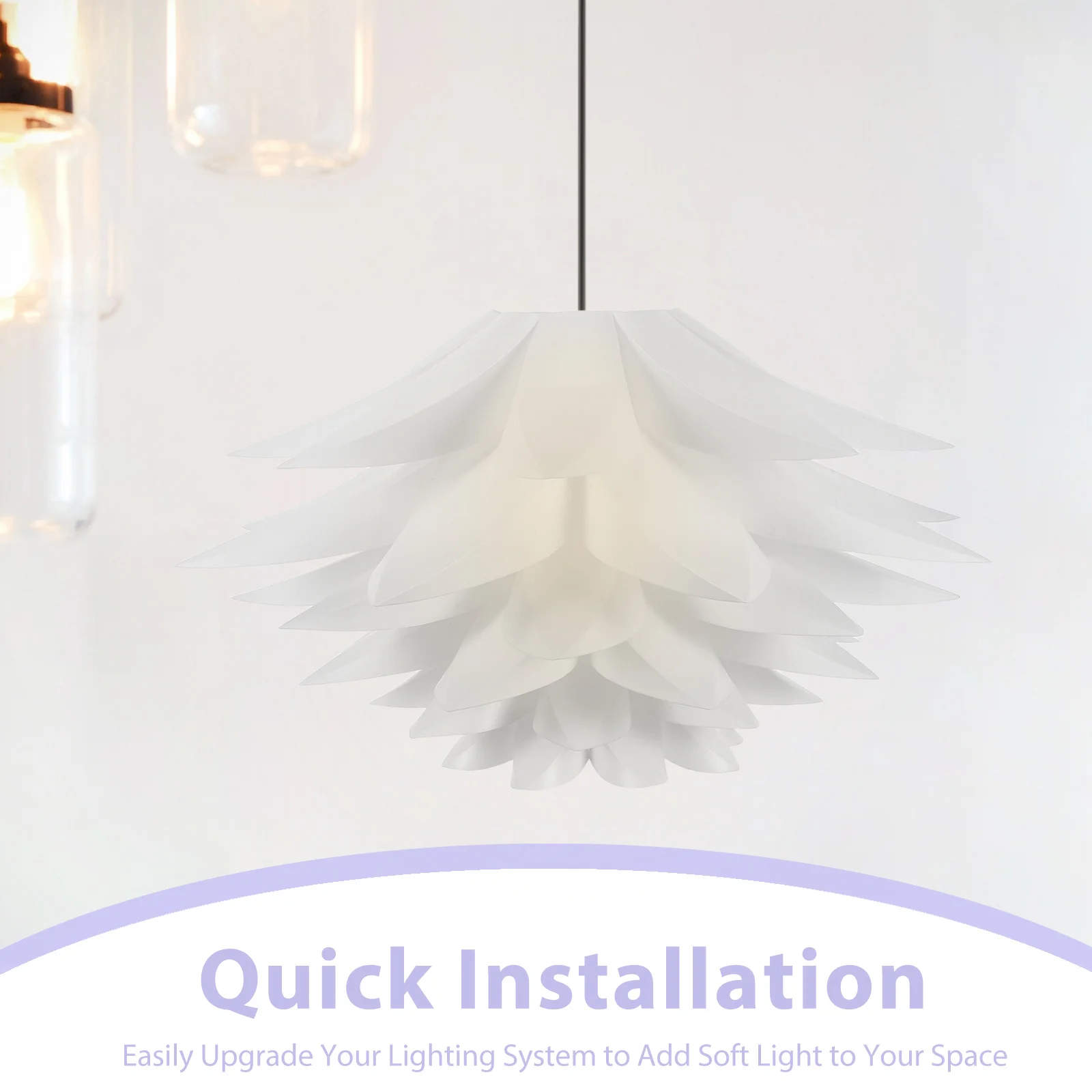 قابل للتعديل لوتس على شكل PP غطاء مصباح لتركيبات لمبة LED سهلة التنظيف الزخرفية سقف قلادة لغز ضوء الحدث المنزلي