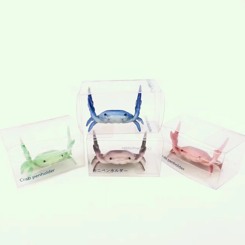 Japanische Krabbe Stifthalter Lustige Gewichtheben Krabben Halterung Lagerregal Handy Ständer mit transparenter Display-Box