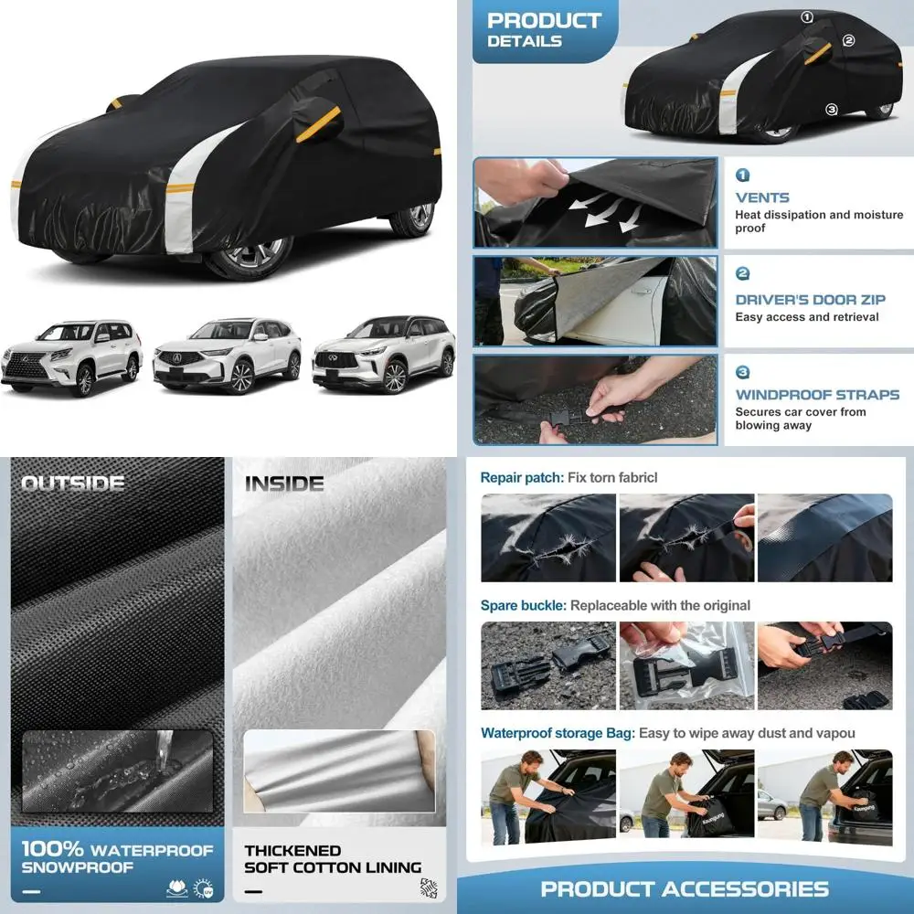 

10-слойный автомобильный чехол Custom Fit Acura MDX, Lexus GX GX460 GX470, Infiniti QX60, водонепроницаемый всепогодный, полностью внешний чехол с V-образным вырезом