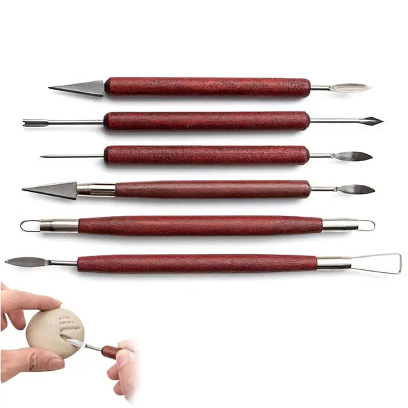 6pcs Clay Carving Tool Portable Pottery Clay Sculpting Tool Sculpture Ceramic Tools For Art Shaping Modeling Smoothing