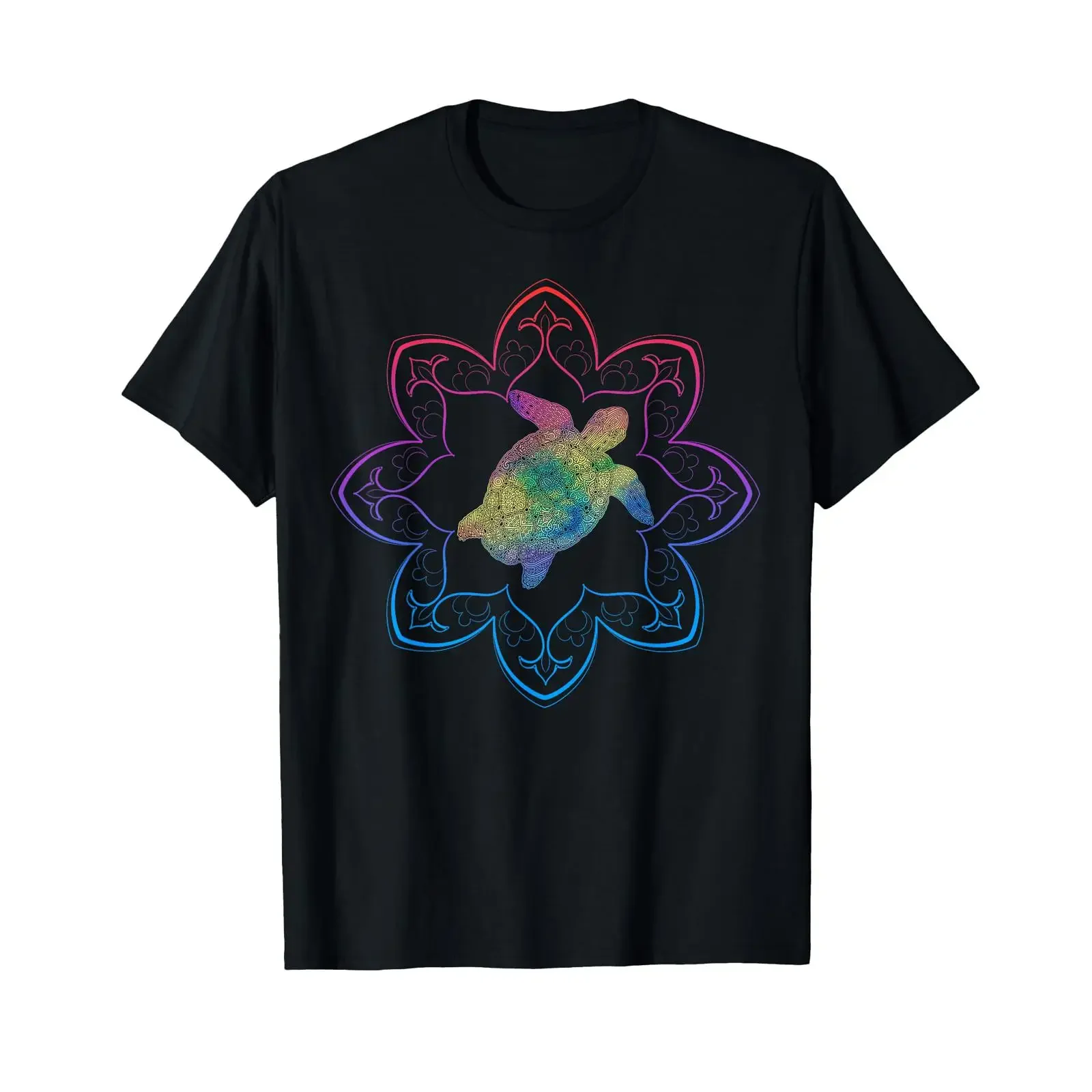 Meditation Water Turtle Esoteric Mandala T Shirt vintage Washed streetwear Slightly Unisex fashion designer clothes Casual
