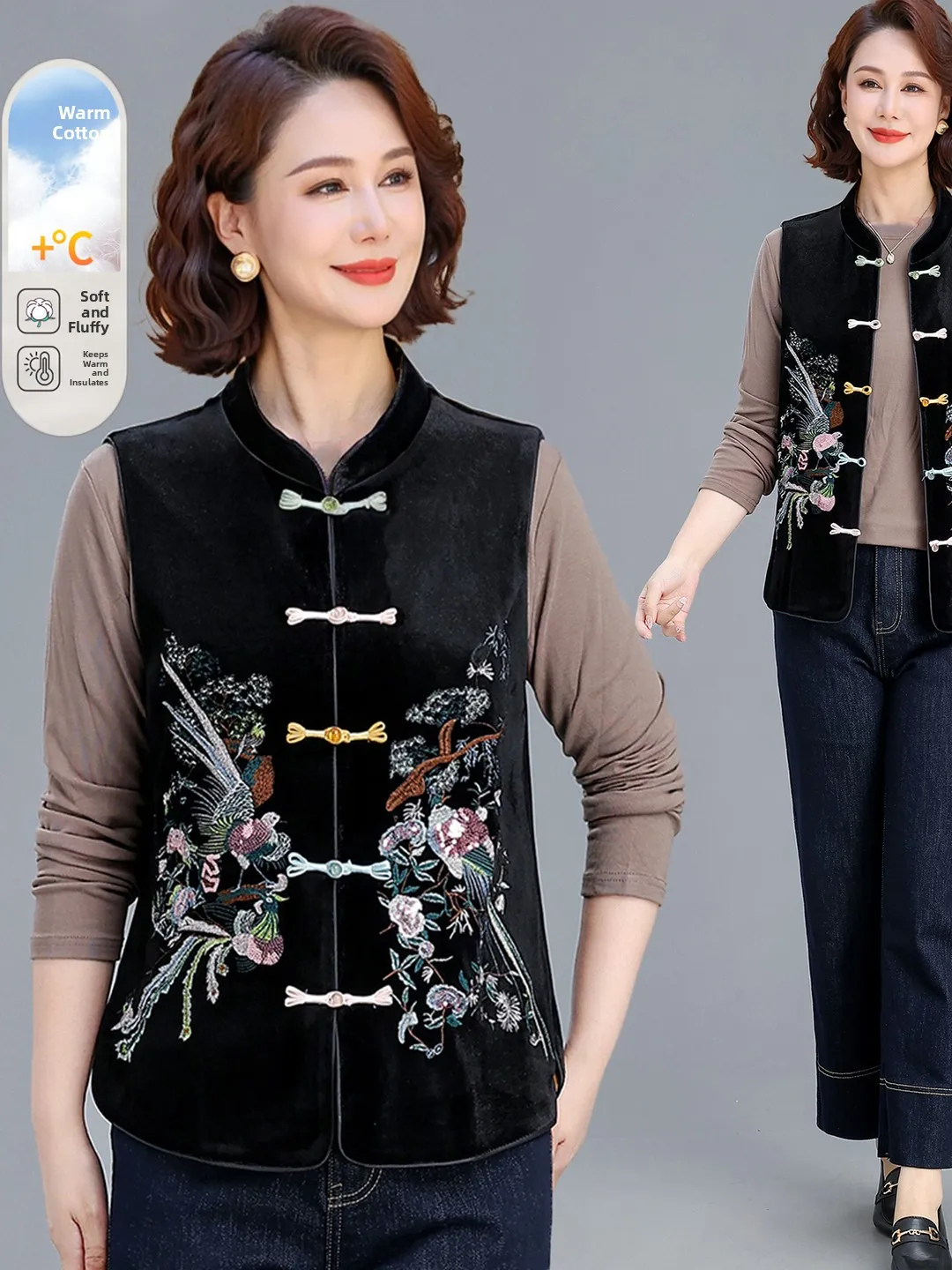 

Новый китайский женский жилет с хлопковым наполнителем, верхняя одежда, повседневная свободная посадка, ветрозащитный, теплый, осенне-зимний, модный для среднего возраста...