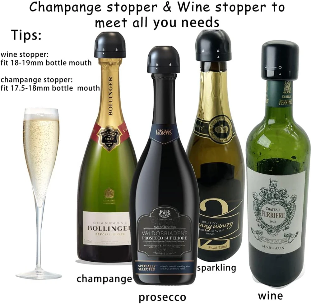 Wine Bottle Stopper Champagne Wine Stopper With Silicone Reusable Wine Sealer Wine Toppers Stopper Leak Proof Keeps Wine Fresh - Image 2