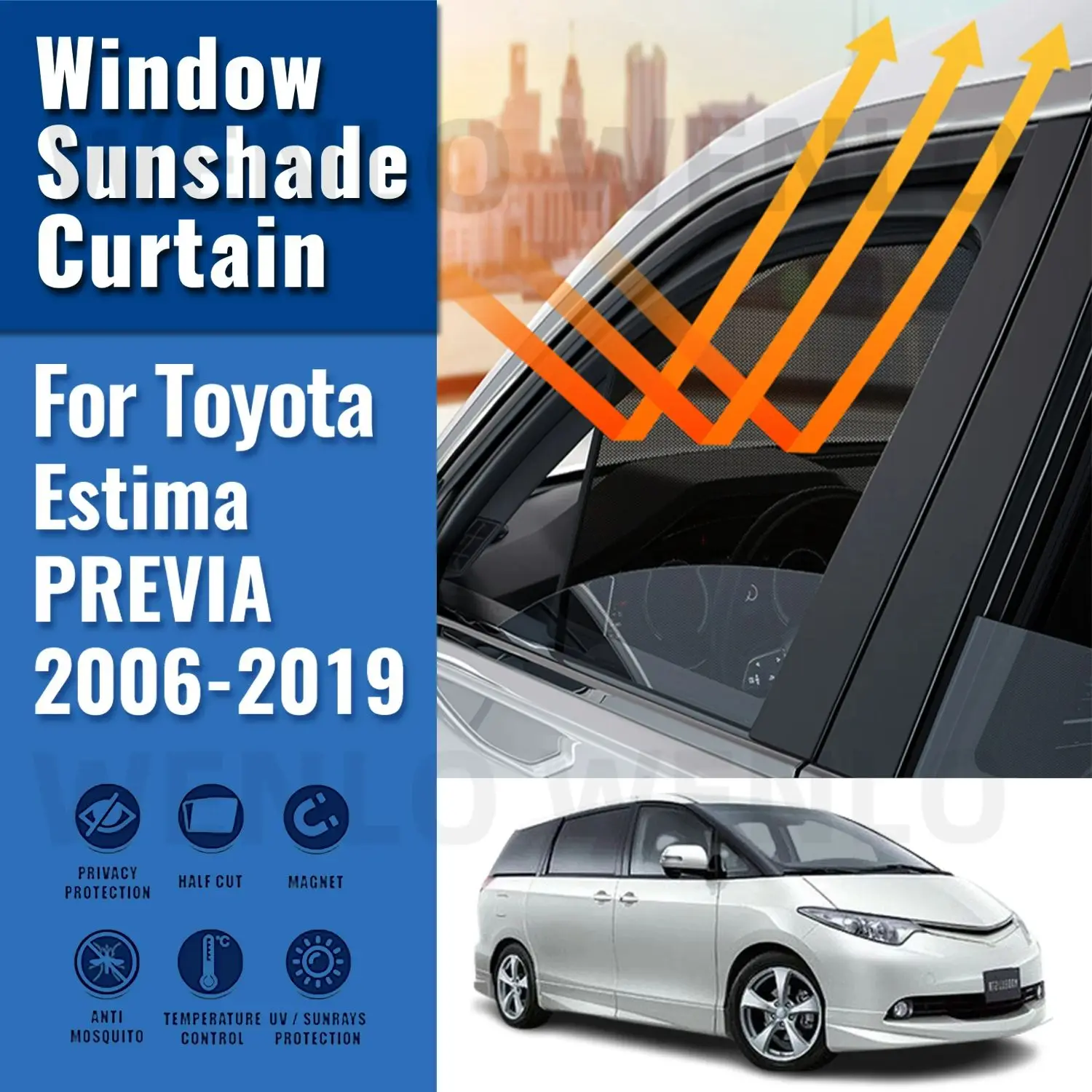 

For Toyota ESTIMA PREVIA RX50 2006-2019 Magnetic Car Sunshade Shield Front Windshield Frame Curtain Rear Side Window Sun Shades