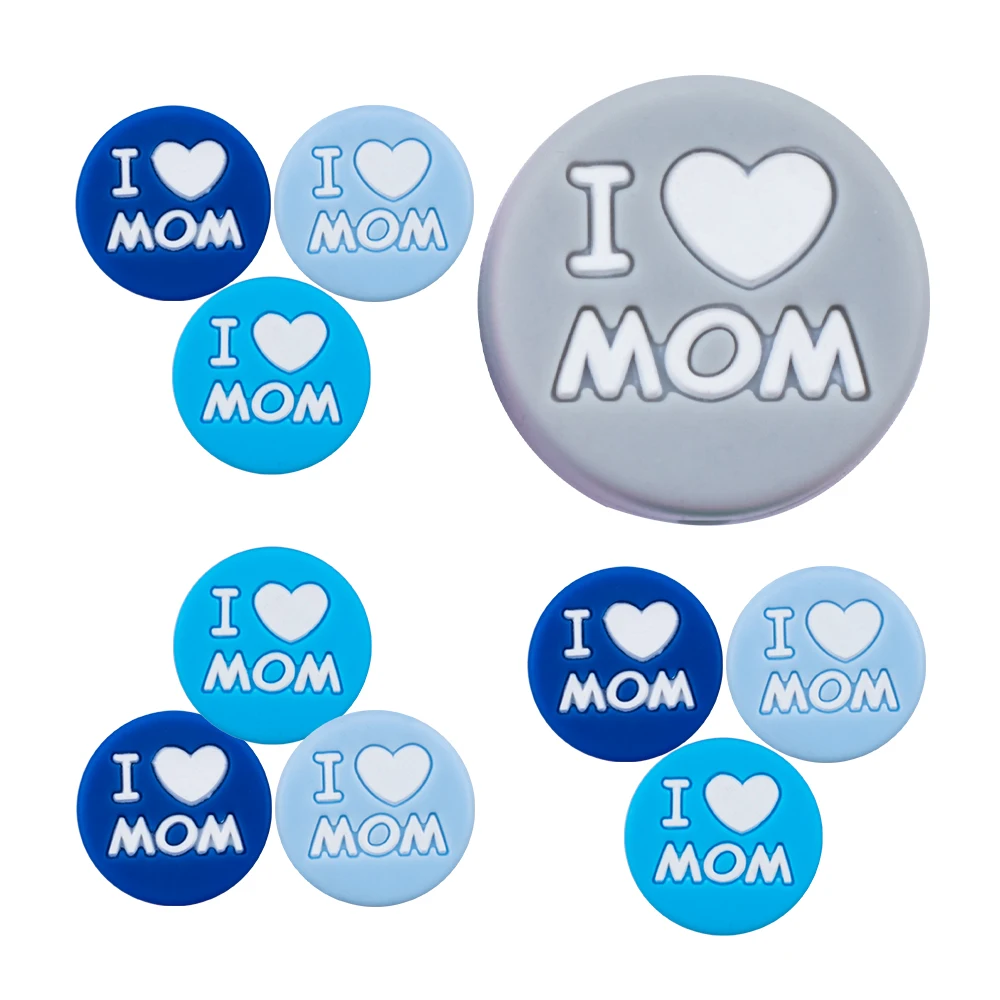 11pcs Silicone Round Love Mom/Love Dad Focus Beads For Jewelry Making Necklace Bracelet Earrings DIY Personalize Accessories