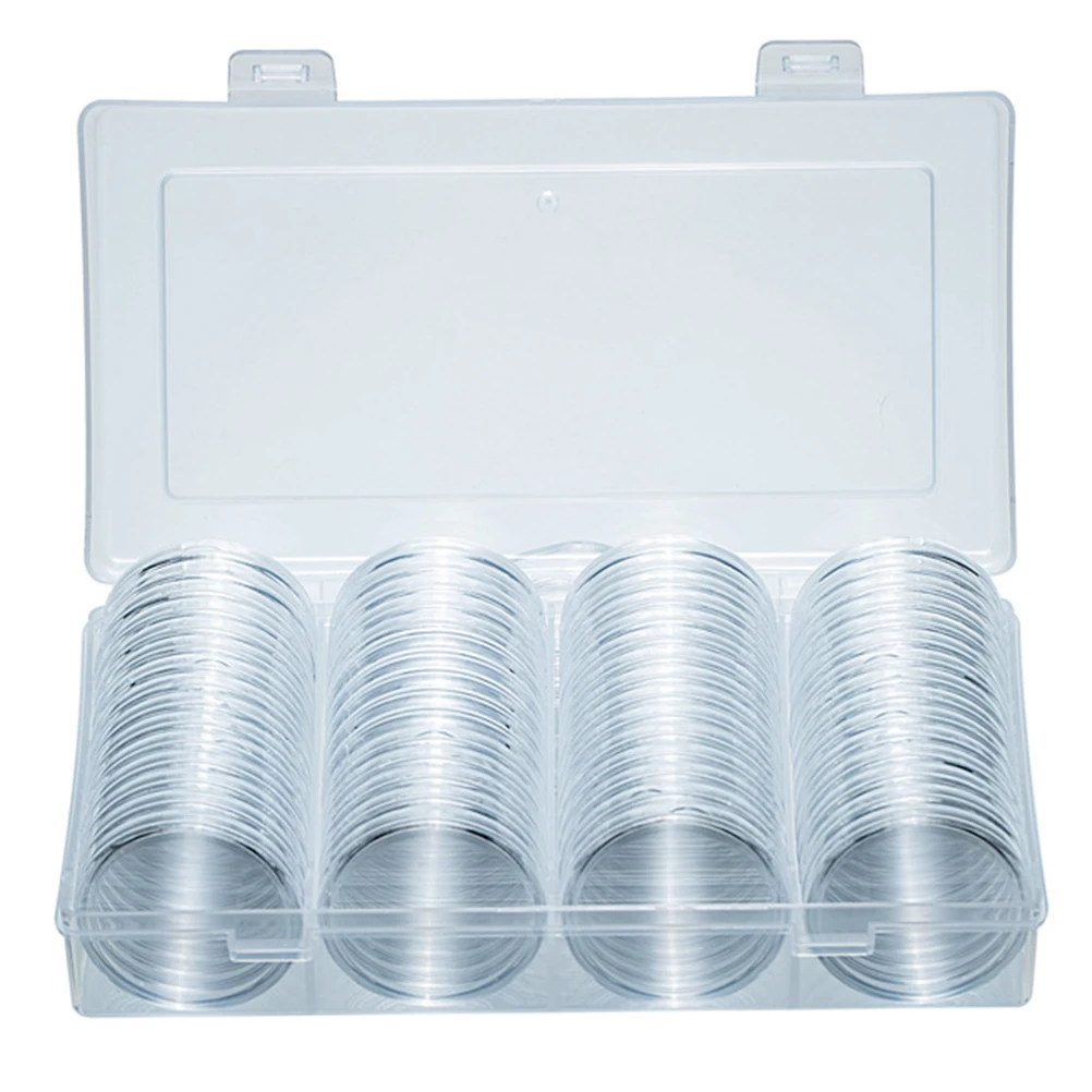

60 Pcs 41mm Coin Holder Capsules round Plastic Collectible Storage Organizers with Outer Storage Box for Coin Collecting
