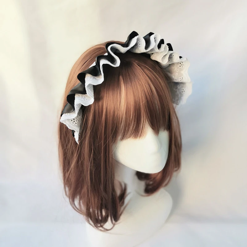 

Maid Cosplay Headband Girl Ruffled Lace Head Hoop Headwear Multi-color Headpiece Lolita Hair Accessory For Party Cute Headdress