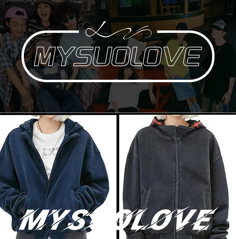 MYSUOLOVE Autumn/Winter Season Fashion brand made old hoodie 100% cotton for men and women