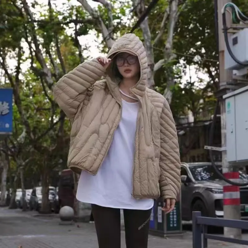 Women's Winter Top Coat Down Jacket White Duck Down Hooded Lightweight Warm Thicken Simple Comfortable Loose Casual Fashion Soft