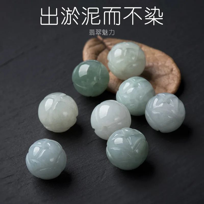 Natural Myanmar Jadeite Hand-carved Lotus Flower Beads For Jewelry Making Diy Bracelet Necklace Burma Jade Lotus Bead Accessorie