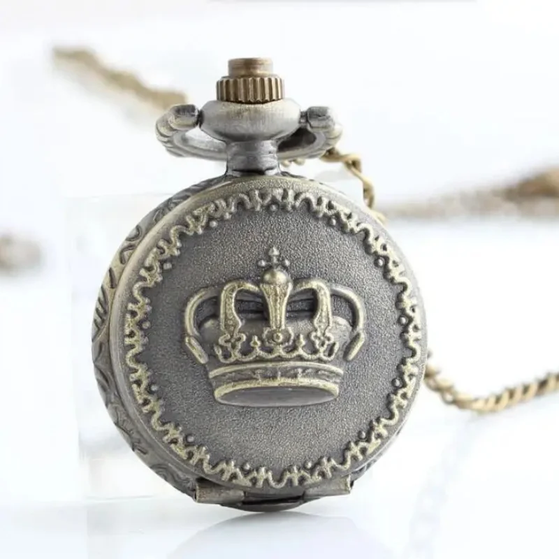 Bronze Crown With Small Delicate Small Transparent Clamshell Pocket Watch Necklace Women's Pocket Watch Gift Pocket Cheap