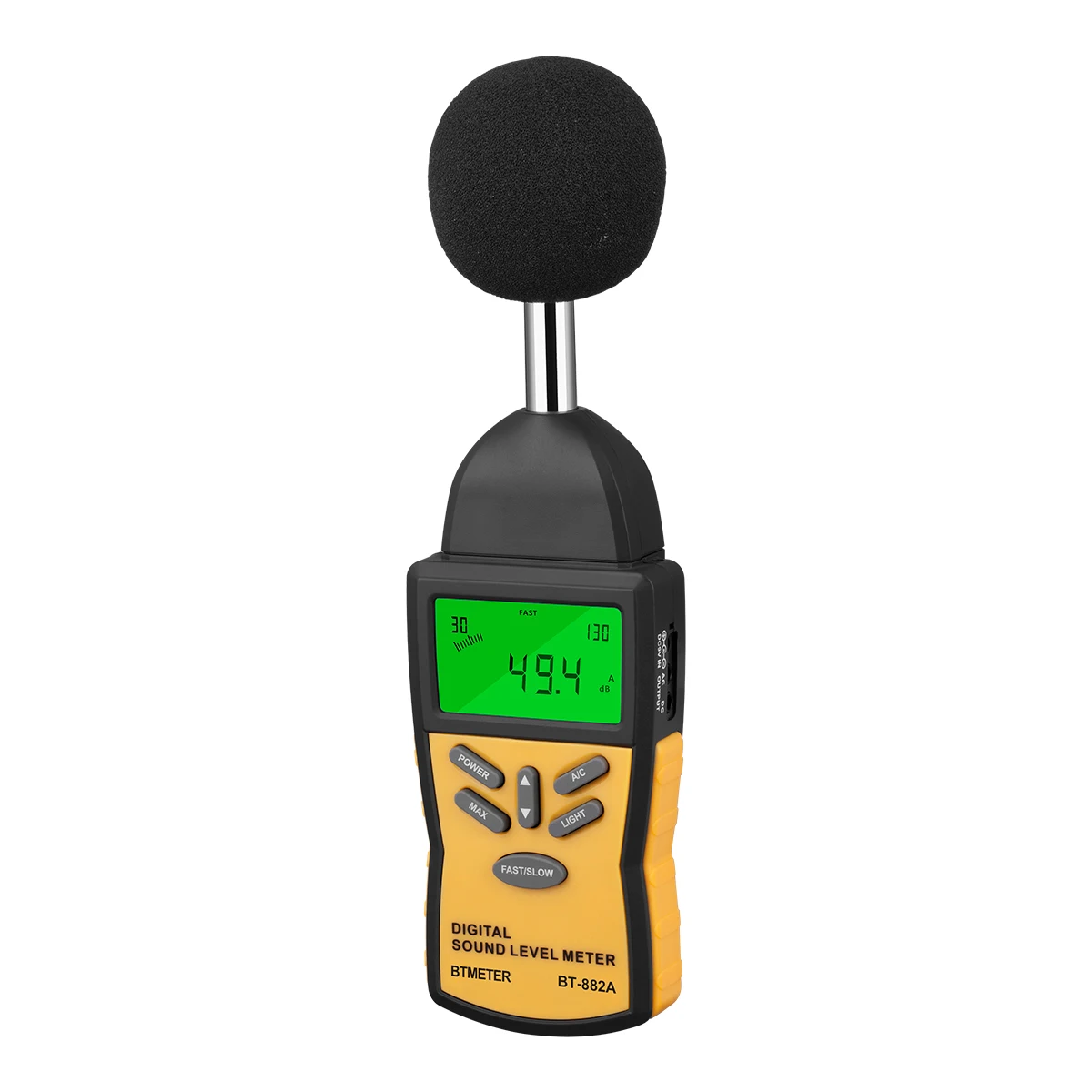 

BT-882A Precision Sound Level Meter Digital Decibel Tester for 30~130 dB Noise Volume A/C Fast/Slow Weighting Backlight BTMETER