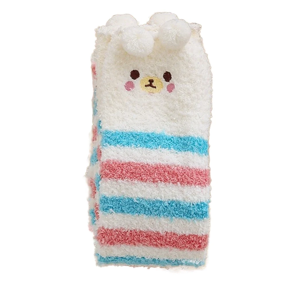 

Korean Style Striped Over-knee High Socks Bear Cartoon Winter Stockings Women Hosiery JK Calf Snow Scoks Kids