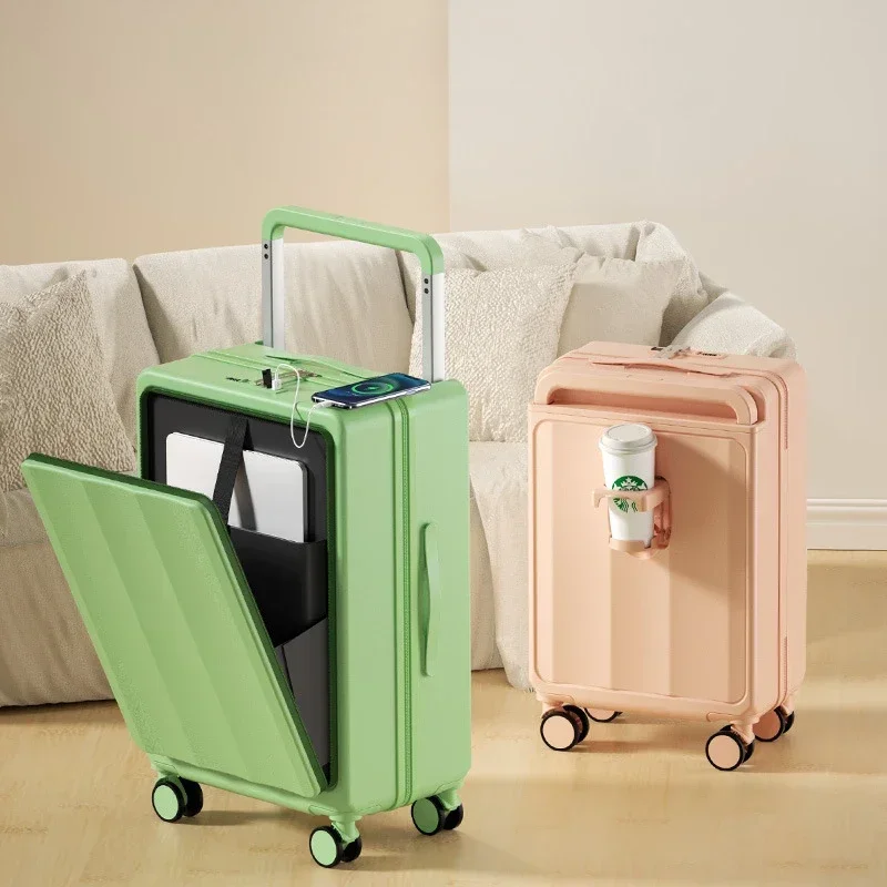 20 26 inch Suitcase Front Opening Luggage Ultra Light and Wear-resistant Multifunctional Universal Wheel Boarding Trolley Case