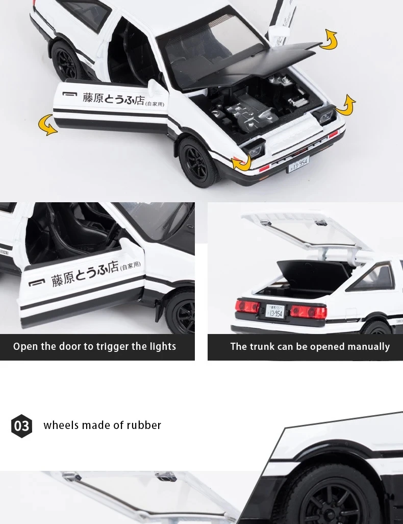 1:32 Initial D AE86 Alloy Car Models Toys Metal Diecast Initial D Exquisite Workmanship Car With Pull Back Toys For Kids Gifts