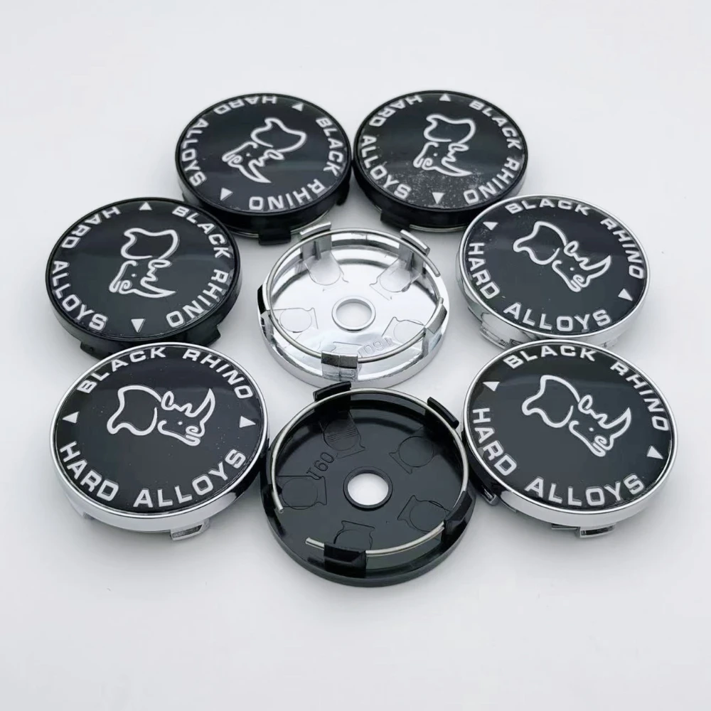 

4pcs O.D 60MM (I.D 56MM ) Car Wheel Center Cap With Black Rhino LOGO Emblem Wheels Hub Lid Rim Hubcaps Cover Replace Accessories