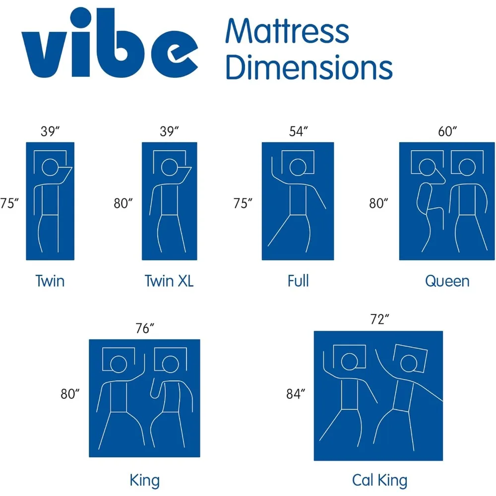 Vibe Gel Traagschuim Matras, 12-Inch Certipur-Us Gecertificeerd Bed-In-A-Box, Koningin, Wit