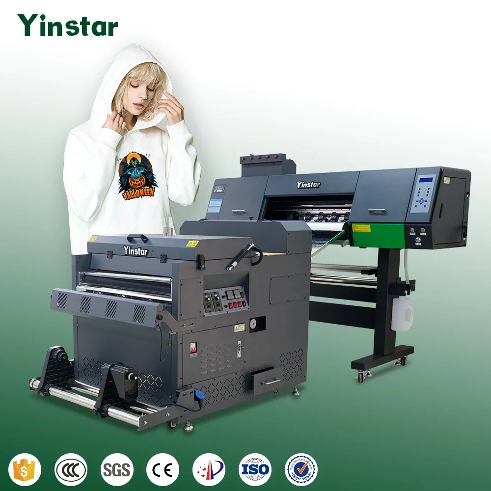 

Yinstar A2 60cm T shirt Printing Clothes 24in DTF Printer With Heat Pet Powder Shaking Machine