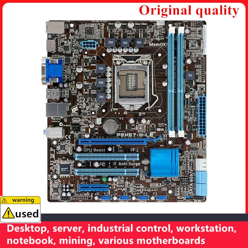 

For P8H67-M LE Motherboards LGA 1155 DDR3 16GB M-ATX For Intel H67 Desktop Mainboard PCI-E2.0 SATA II USB2.0