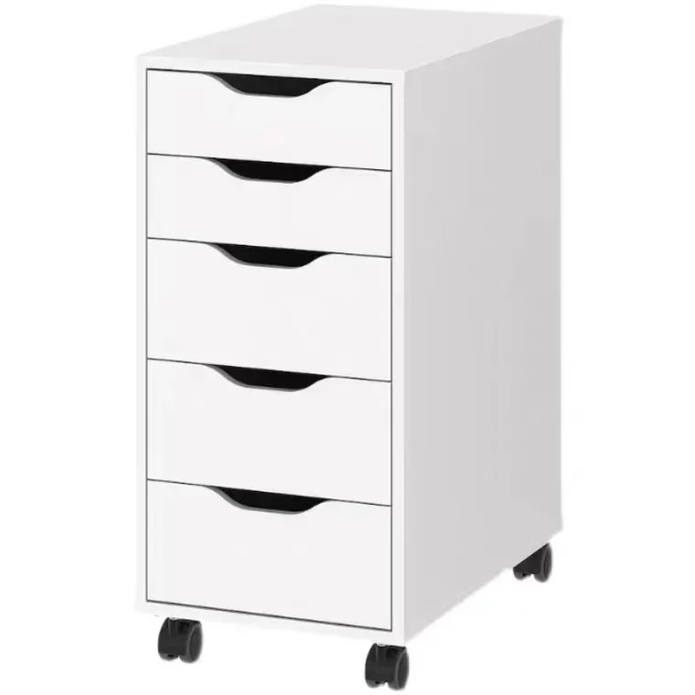

Customizable High Quality White Wood 5 Drawers MDF Office File Cabinet Mobile File Cabinets