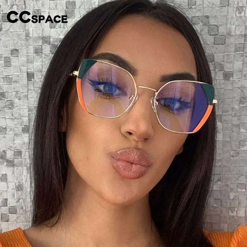 

54175 новый стиль кошачий глаз анти-синий свет металлические оптические очки оправа женские модные компьютерные очки