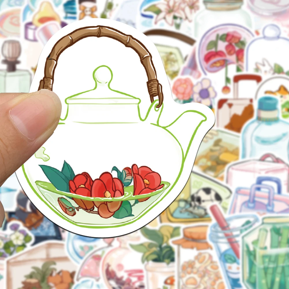 10/30/50 قطعة لطيف الكرتون مضحك كوب زجاجي شفاف ملصقات الجمالية DIY بها بنفسك محمول الهاتف حقيبة لاصقة تزيين لعبة أطفال