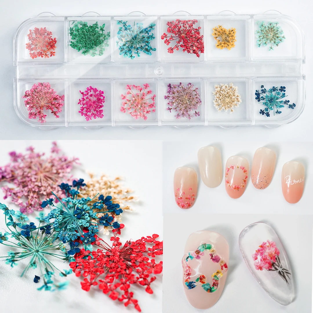 

3D Dried Flowers Nail Art Charms Mixed Shape Chopped Floral Japanese Nails Parts DIY Manicure Tips Charming Accessories