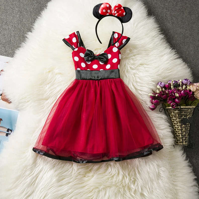 Fancy Baby Girls Dress Minni Mouse Polka Dot Princess Dress Halloween Party Cosplay Costume Christmas New Year Clothes for Girls