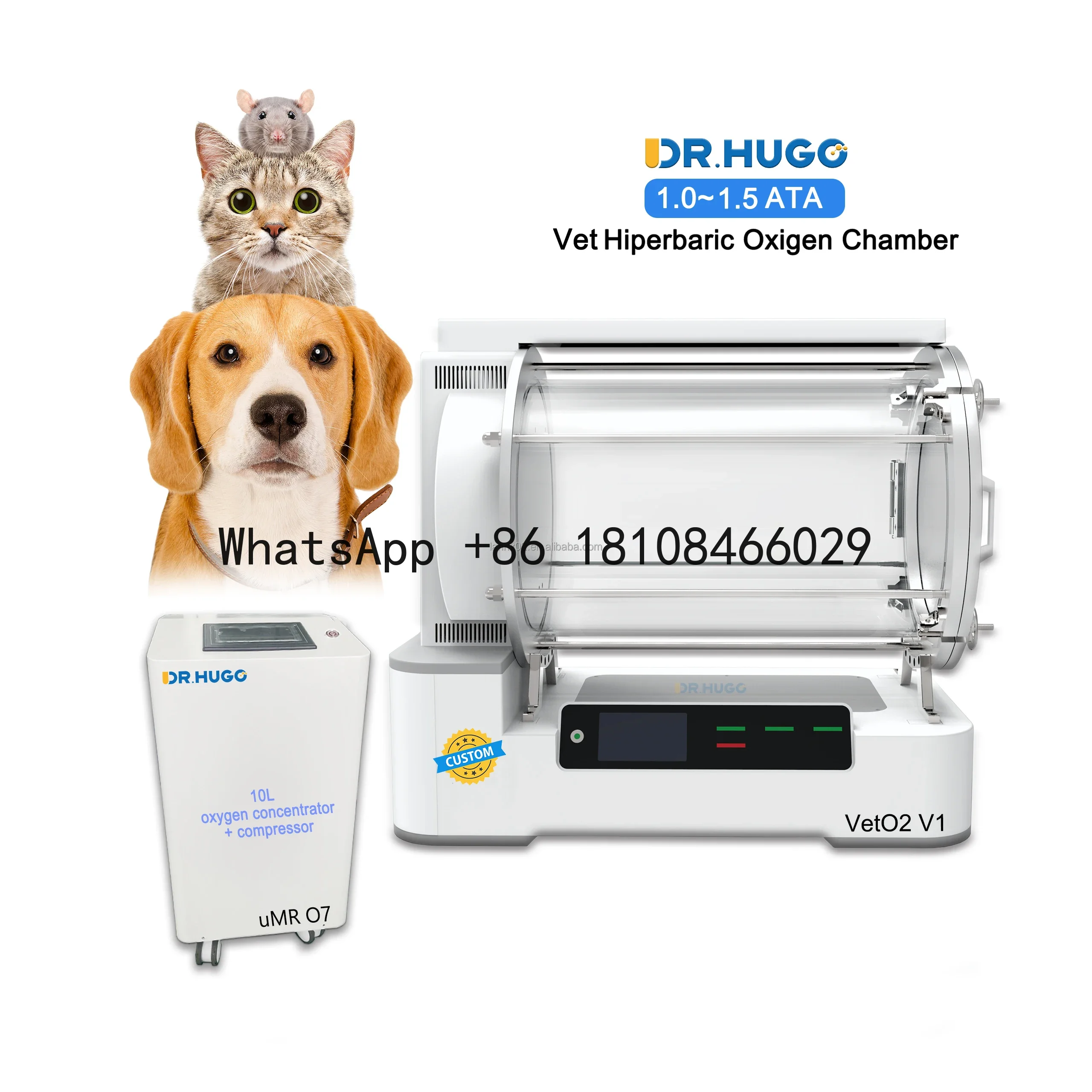 DR.HUGO VetO2 V1 Wholesale 1.5 Ata Hbot Hyperbaric Chamber Veterinary Recommend animal Wound Healing Use HBOT Chamber Oxyair