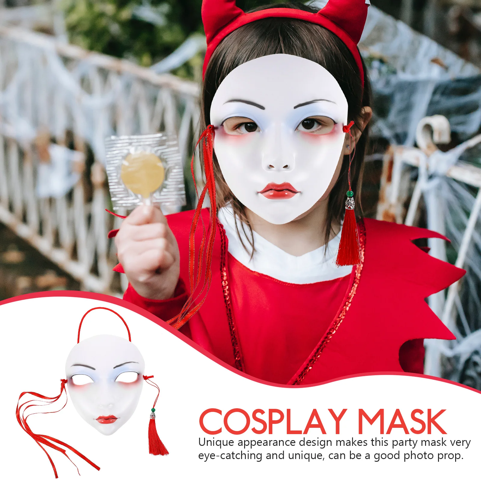 

Masquerade For Women Halloween Party Plastic Face Mask Decor Costume Accessories Festival Prank Prop Lightweight