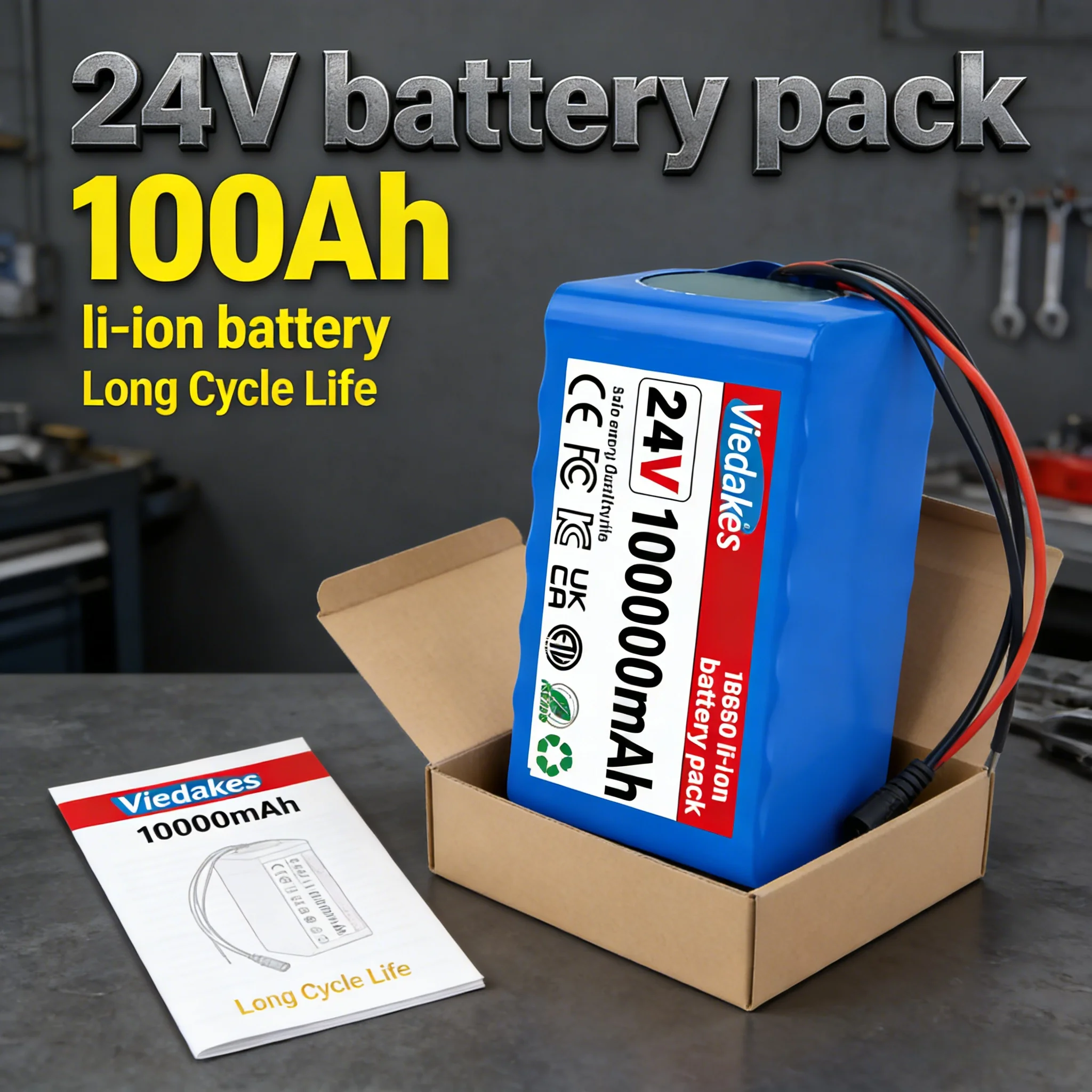High Capacity 7S3P 24V 100Ah Lithium Battery for Wheelchairs 21700 100000mAh Rechargeable Pack with 29.4V 2A Fast Charger