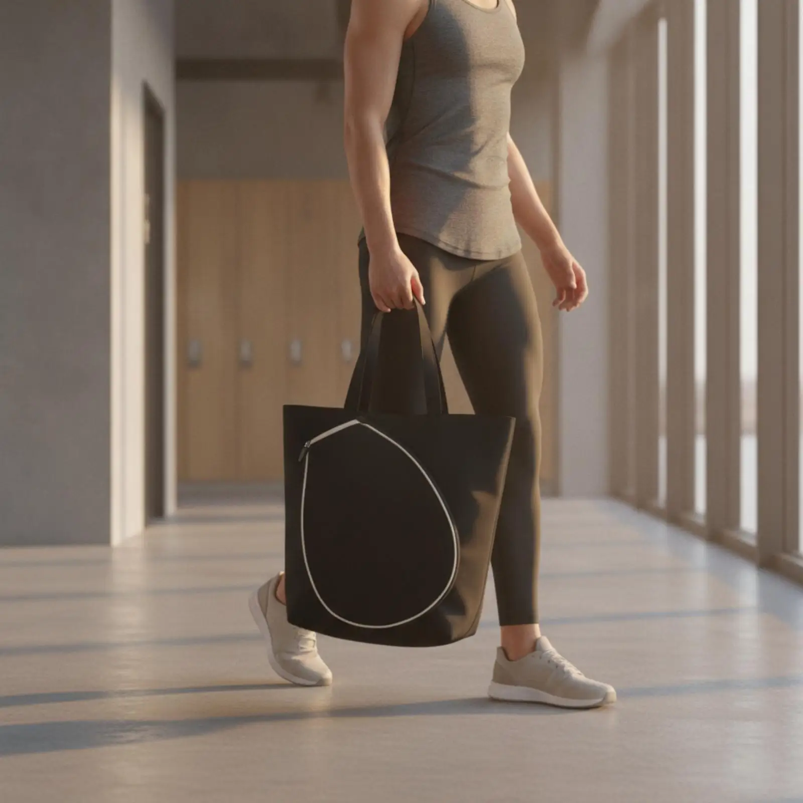 Spacious Athletic Carryall Tote for Workout Gear with Dedicated Racket Pocket Durable Polyester Shoulder Bag