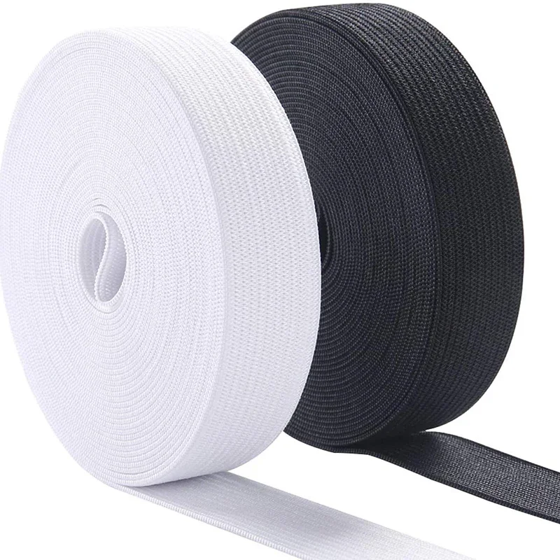 5Meters Sewing Elastic Band Heavy Stretch High Elasticity Knit Elastic Band for Sewing Waistband Elastic White black 10-60MM