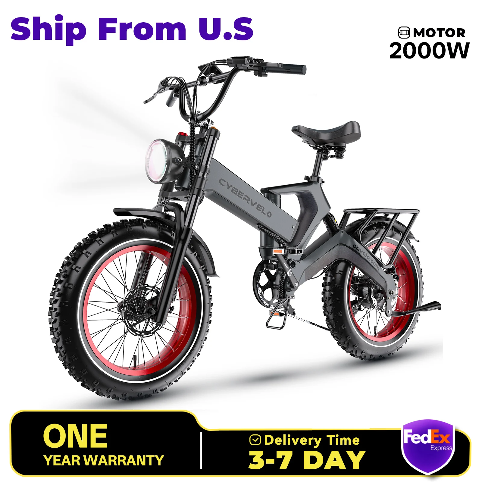 

1000W(Peak 2000W)Folding Electric Bike for Adults,35MPH 100Mile,48V 25Ah Removable Battery,20" x 4.0 Fat Tire Foldable Electric