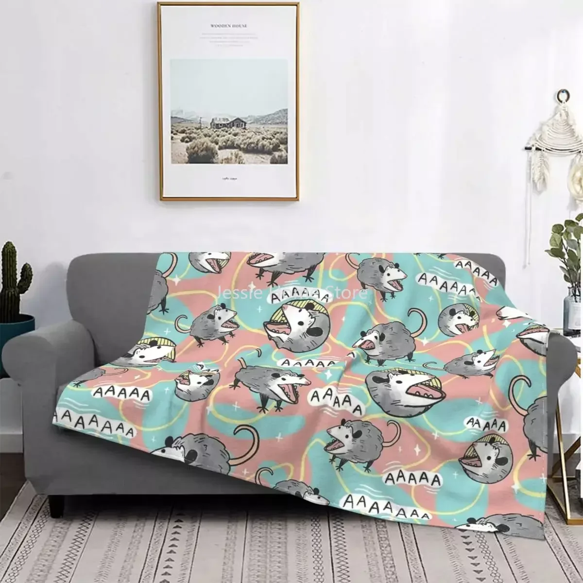 

Opossum Screm Possum AAAA Blanket Flannel Spring/Autumn Multifunction Lightweight Thin Throw Blankets for Sofa Travel Thin Quilt