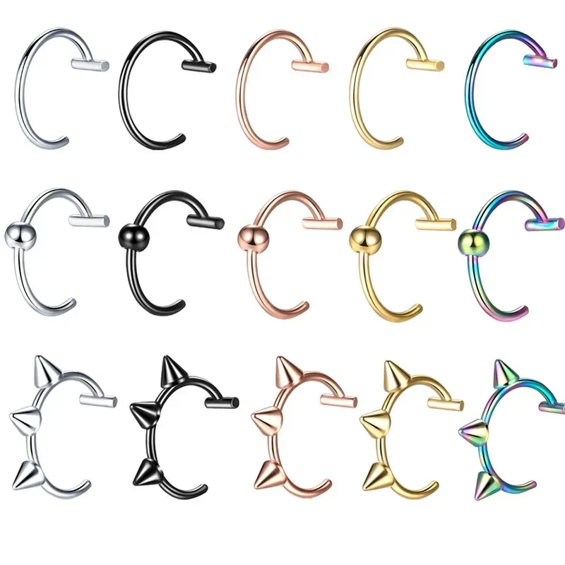 1Pc Gold-Color Nose Piercing Body Jewelry For Women Men, Fashion Simple Semicircular Anti Allergy Nose Ring Lip Rings