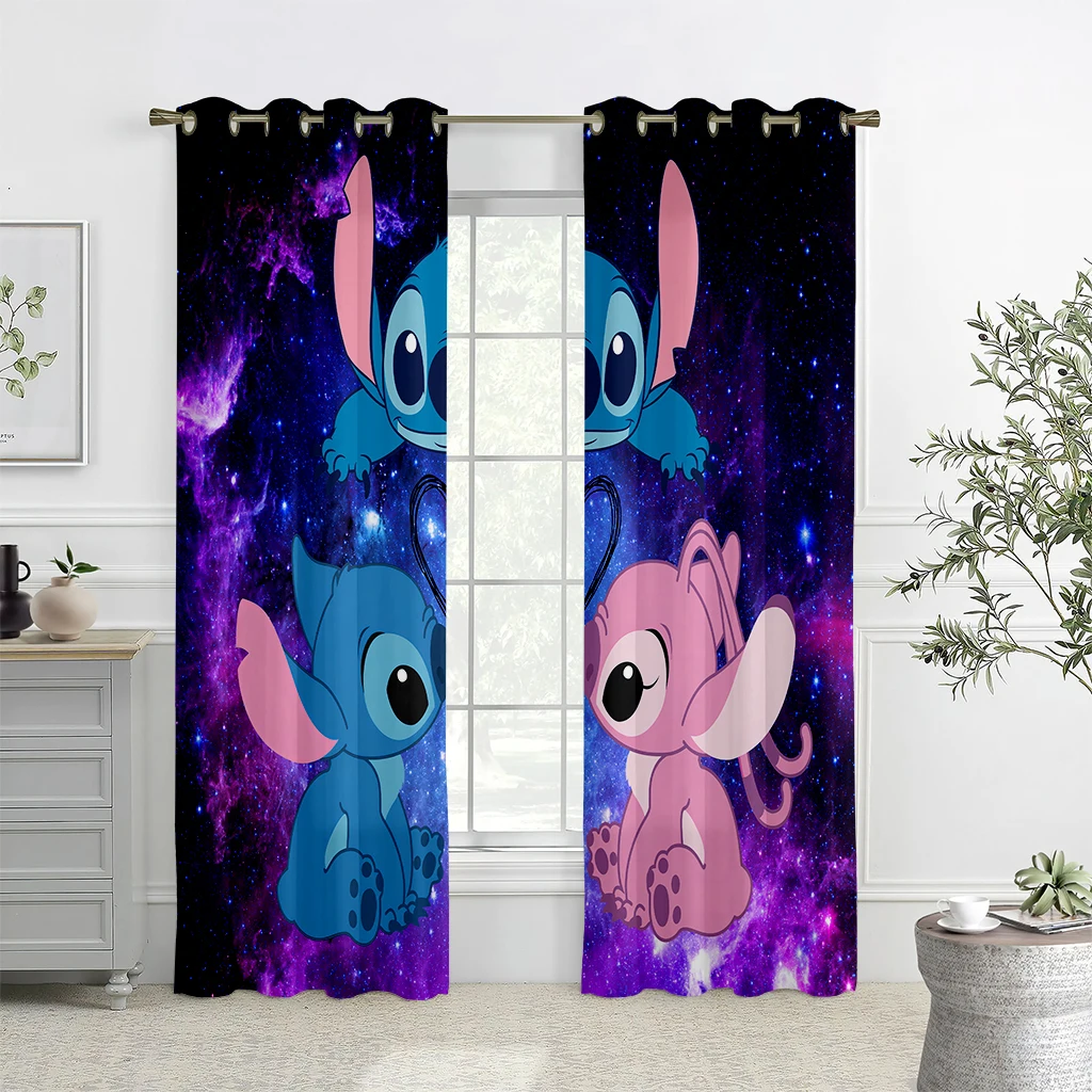 2 Pack Cute Cartoon Printed Curtains Polyester Machine Washable Living Room Study Boys Girls Room Window Decoration Curtains