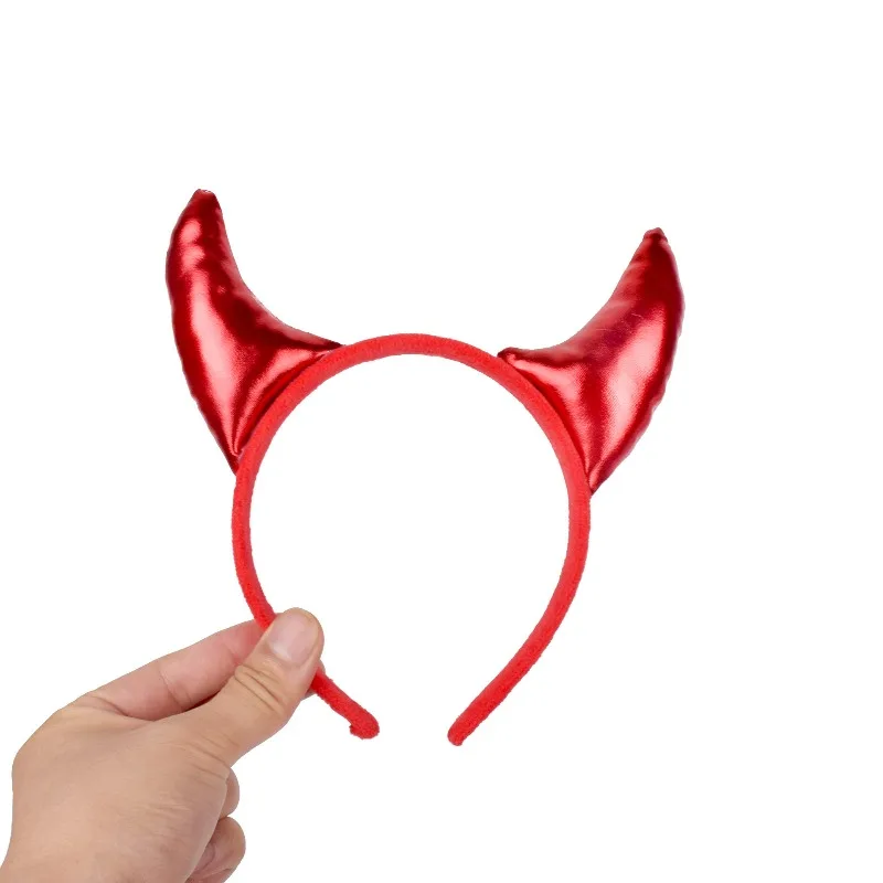 2-piece Set: Red Cartoon Ox Horn Headband + Trident Prop, Kids' Accessory for Stage Shows, Birthday Party & Photo Decoration view 3