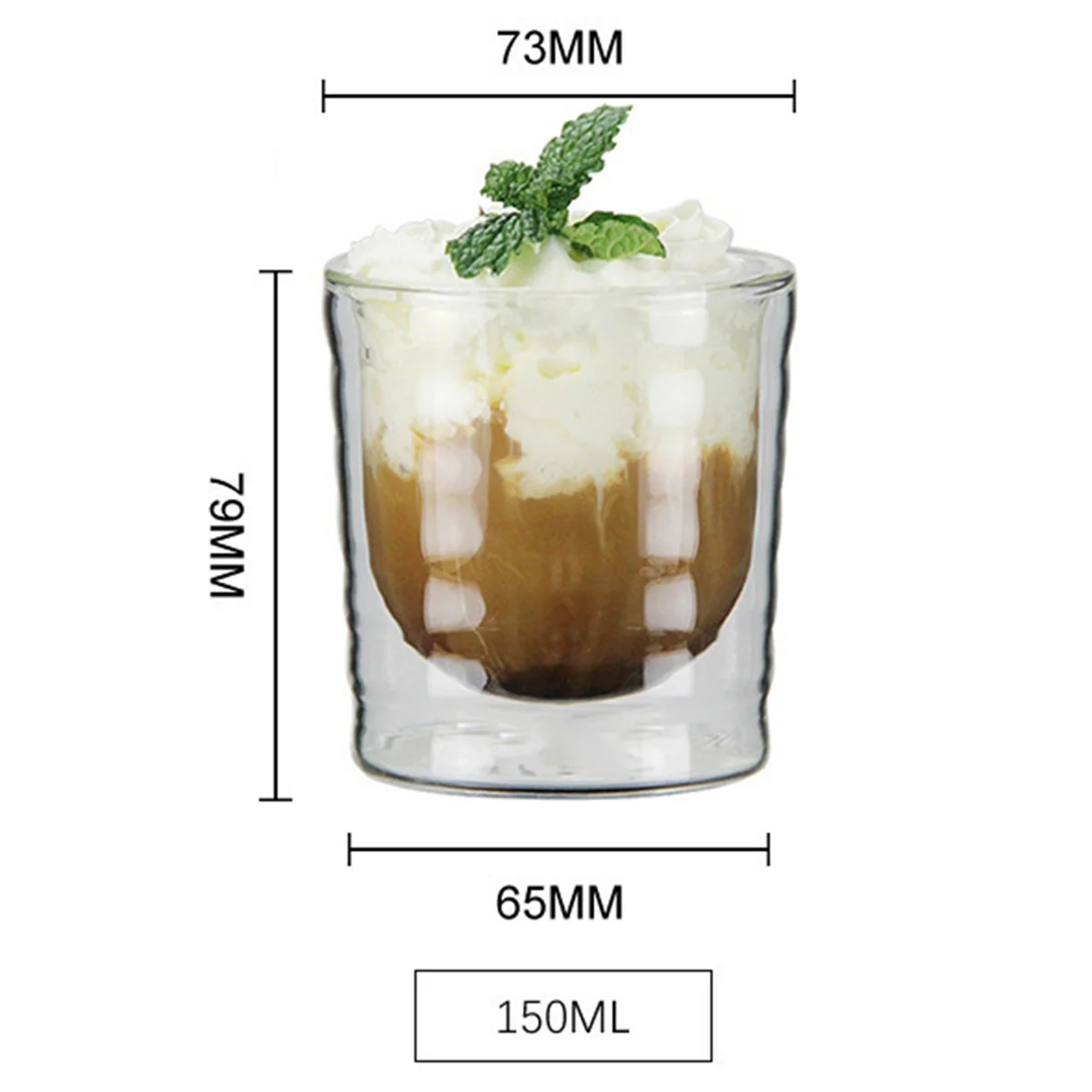 2025+ 150ml Double Wall Coffee Cup Stackable Double Wall Insulated Clear Glass Cup Perfect for Espresso Machines and Beverages