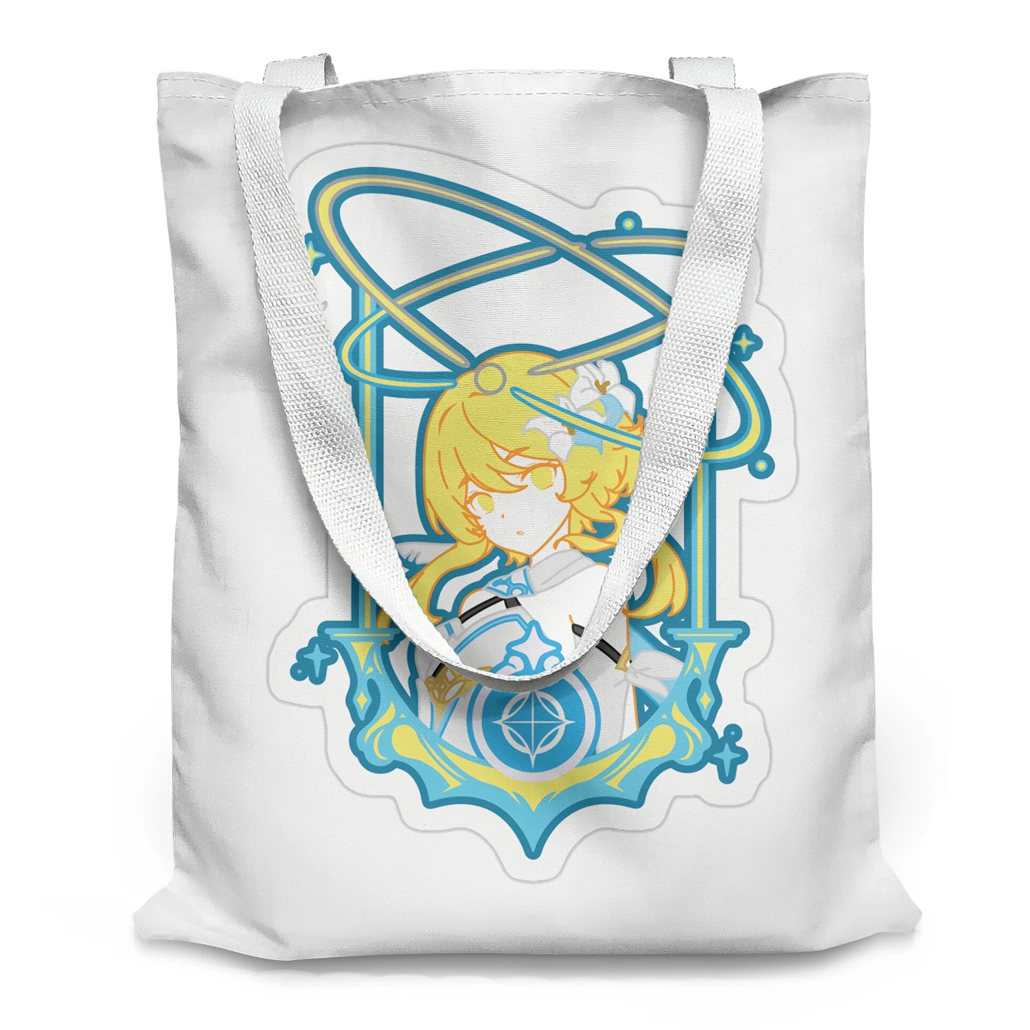 Genshin Impact Canvas Yula Merchandise Keqing Hu Tao Ganyu Primary And Secondary School Students Tutoring Handheld Tote Bag Ani