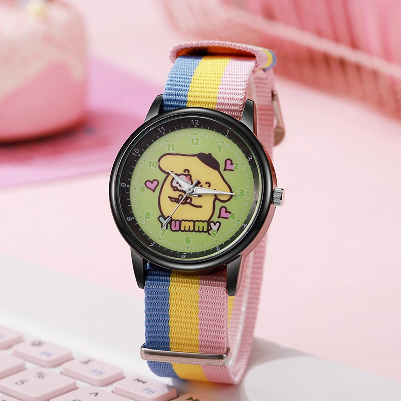 

Cute Sanrio Cartoon Children Watch for Girls boy Nylon Canvas Strap Casual Quartz Wristwatch Student Birthday Gift